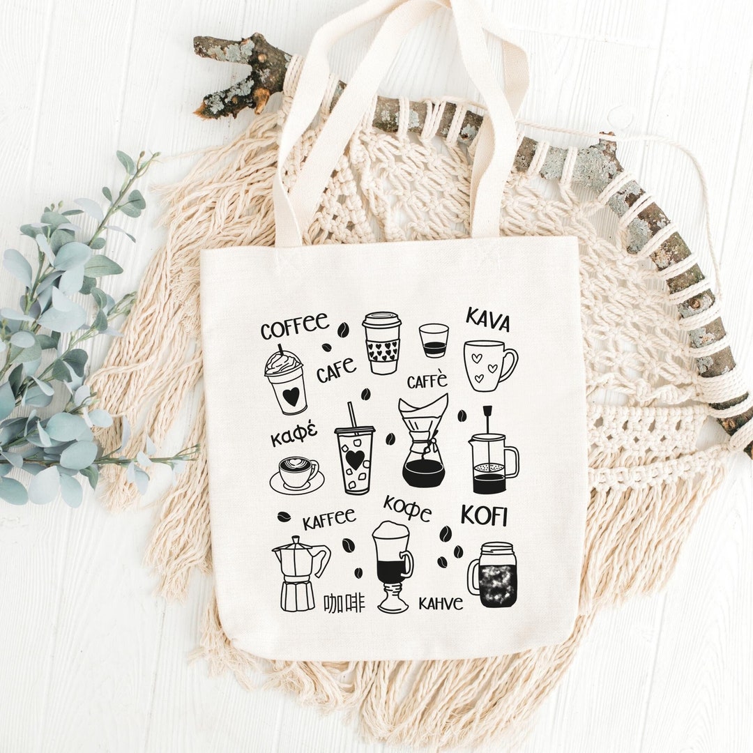 Coffee Lover Tote Bag, Aesthetic Shoulder Bag, Totebag Canvas, Coffee