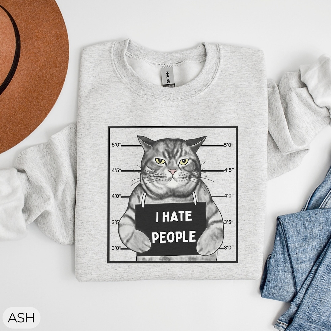 Funny Cat Sweater, Cat Lovers Sweatshirt, Meme Cat Pullover, Gift for