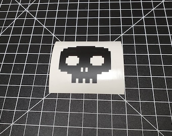 8-Bit Retro Skull Vinyl Decal Sticker