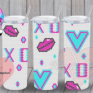 XO love Rhinestone Tumbler Template 20oz SS16, PNG Rhinestone Guide, Rhinestone Template, 20oz Tumbler Pattern, Rhinestone Pattern