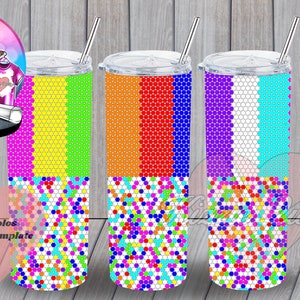 Rainbow Colors Rhinestone Tumbler Template, Rhinestone Template 20oz SS16, PNG Rhinestone Guide, Rhinestone Tumbler Template, 20oz Tumbler