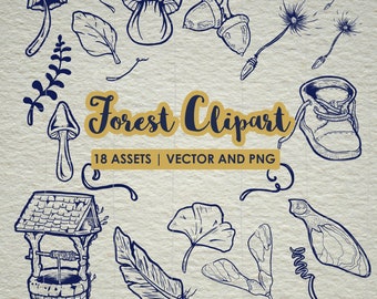 Woodland Cute Assets 18 Individual Forest Assets in PNG and SVG Formats for Graphic Design, Videos, and More
