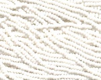 Seed Beads 11/0 White Colored Czech Half Hanks