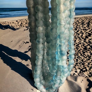 Frosted Glass Large Beads 12-14 mm 16”strand