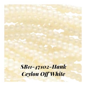 Seed Beads 11/0 Cream, Bone, Lt Eggshell, Off White  Colored Czech Full Hank