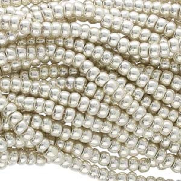 Seed Beads 11/0 Silver Colored Czech Half Hanks