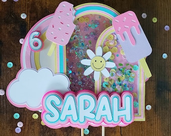 SUMMER - 3D Shaker Cake Topper - Ice cream - Daisy - Popsicle
