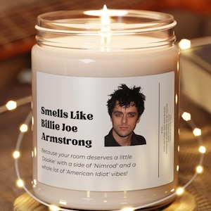 Billie Joe Armstrong Candle, scented jar candle, Green Day Fan Candle