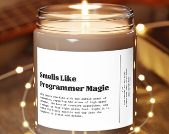 Smells Like Programmer Magic Candle, Coder Gift, Present for Computer nerd