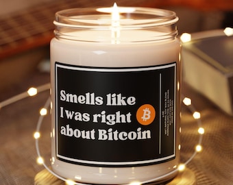 Bitcoin scented candle, 9 oz jar candle, Crypto Gift for Him, Finance Gift, Stocking stuffer