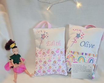 Tooth Fairy pillow, Personalised gift, Girls toothfairy, Boys tooth fairy, tooth fairy pocket, tooth fairy letter, tooth fairy bag, gift