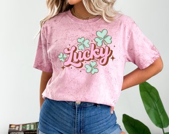 Lucky Retro Shirt, Lucky Clover T Shirt, St Patrick's Day Shirt, Lucky Shirt, Womens Lucky shirt, Shamrock, Comfort Colors