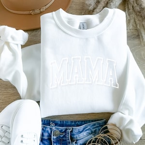 Embroidered Mama Sweatshirt | Mothers Day Gift | Birthday Gift for Mom | New Mom Gift | Minimalist Cool Trendy Mom Sweater