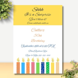 Surprise Birthday Invitation for Her: Milestone Birthday (Digital Download)