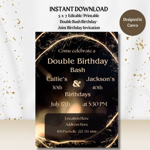 Editable Adult Joint Birthday Invitation-Double Birthday Bash-Joint Birthdays -5x7-INSTANT DOWNLOAD-Birthday for two-siblings birthday party