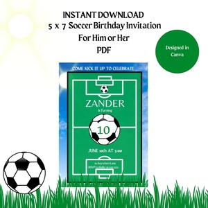 Editable Soccer Birthday Party Invitation Template (Digital Download)