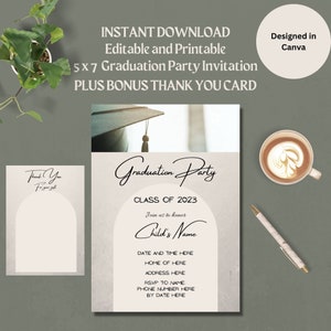Minimalistische Graduierung Ankündigung, Graduation Party Einladung Vorlage * Plus Bonus * INSTANT DOWNLOAD-Bearbeitbar-Druckbar-Klasse von 2023