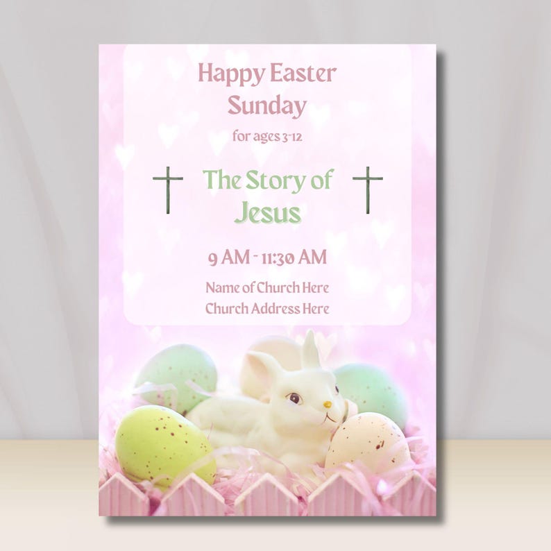 Easter Sunday School Invitation-instant Download-5x7-editable-printable-sunday School-church for ...
