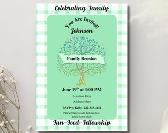Family Reunion Invitation-Editable Printable-5x7-INSTANT DOWNLOAD-Family picnic-Family tree-Family party-Family reunion-celebrating family