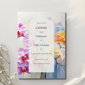 Editable Christian Baby Dedication Invitation-INSTANT DOWNLOAD-5x7-Printable-Baby boy or girl dedication-religious celebration-Flowers
