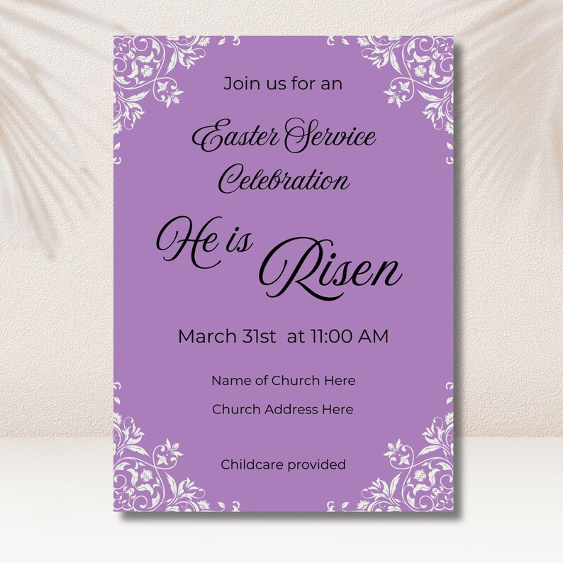 Easter Service Celebration Invitation-he is Risen-5x7-instant Download ...
