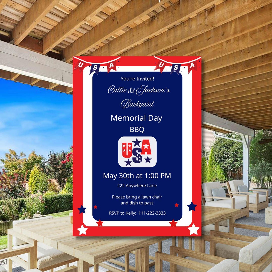 Memorial Day BBQ Party Invitation Editable-printable-instant Download ...