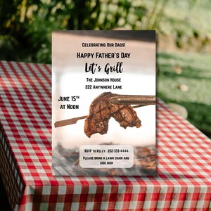 Vatertag Grill-Einladung zum Grillen Editable-Printable-INSTANT DOWNLOAD-5x7-Vatertag Feier-Ehren Vatertag