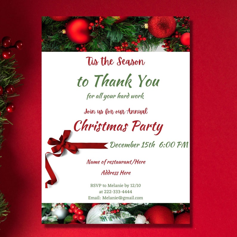 Company Christmas Party Invitation-company Holiday Party-staff ...