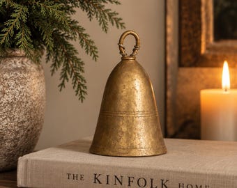 Vintage African Brass Cowbell | Handmade Blacksmith Bell with Ringer (5-7" H)