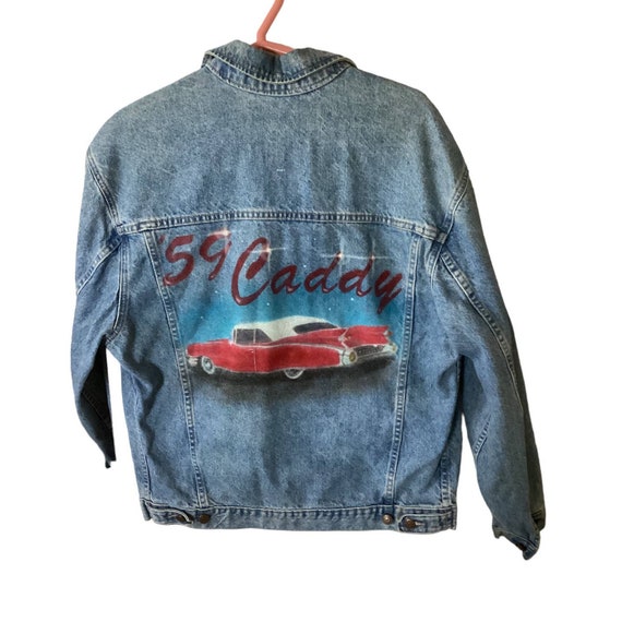 Vintage Jean Jacket With "59 Caddy" Graphic on Ba… - image 1
