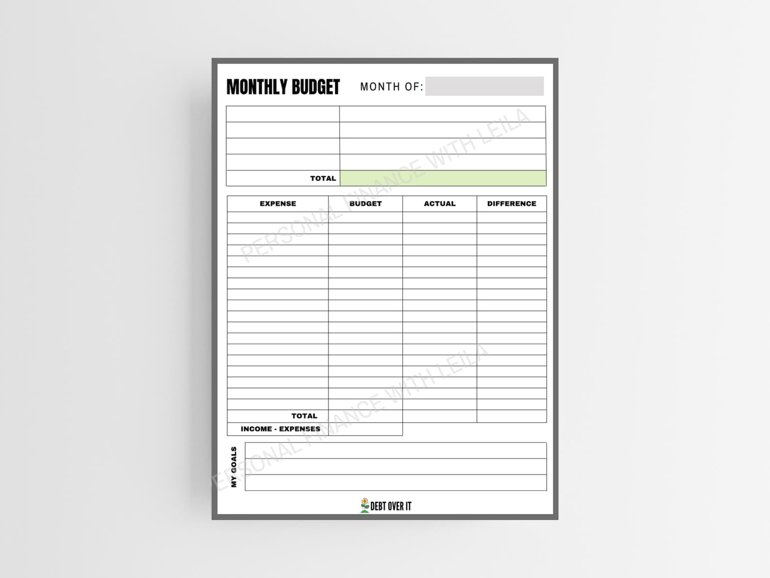 Simple Monthly Budget Printable | DIGITAL DOWNLOAD - Etsy