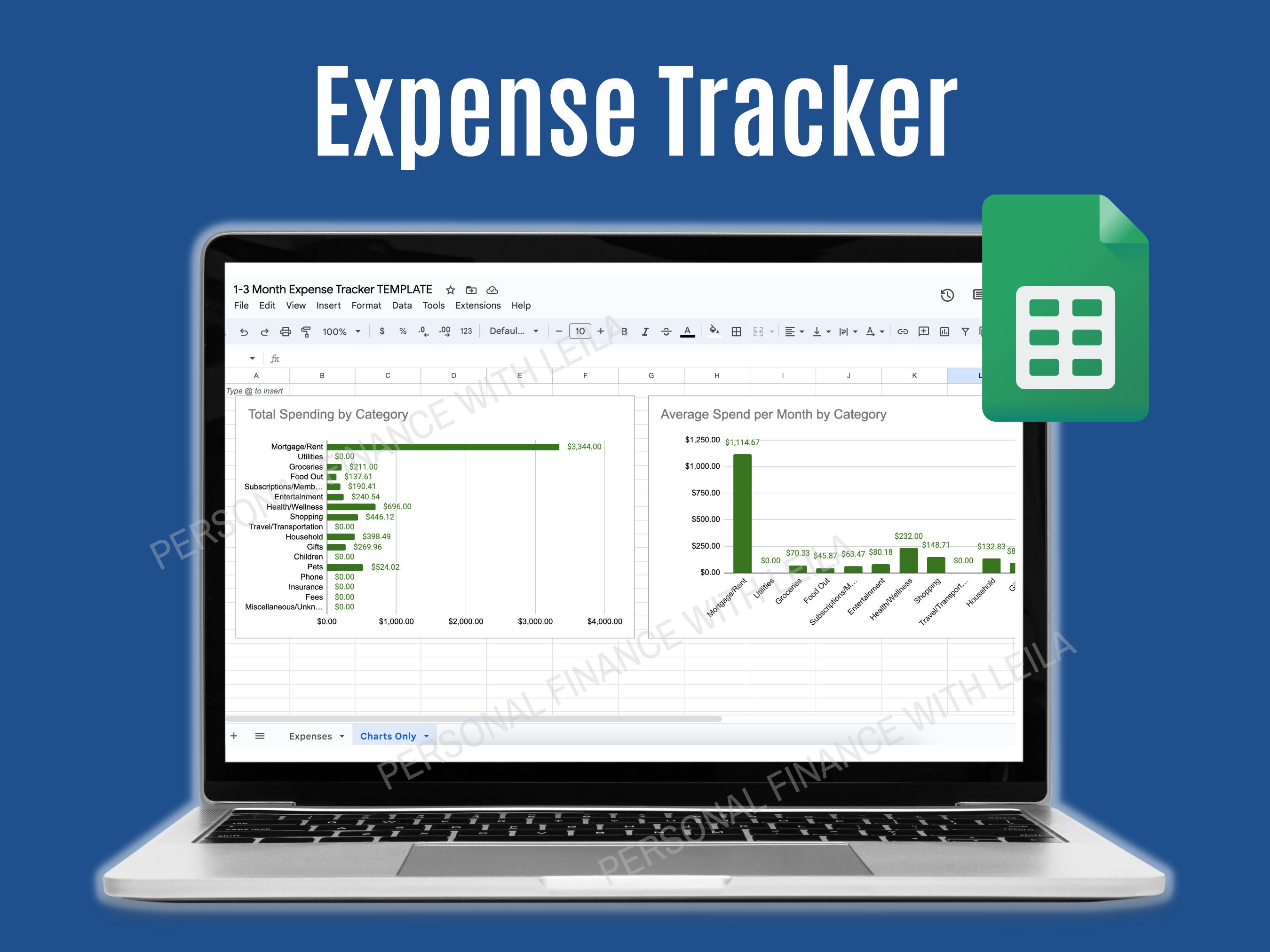 Expense Tracker (1-3 Months) | Google Sheets Template | Digital ...