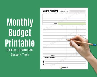 Simple Monthly Budget Printable | DIGITAL DOWNLOAD