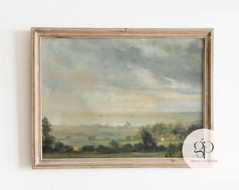 Vintage Landscape Oil Painting, Farmhouse Decor, French Antique Print, Printable Wall Art, Instant Download