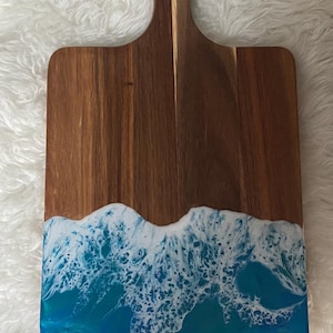 Ocean themed acacia wood and resin cutting board/charcuterie board/serving tray