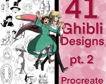 41 Ghibli Studios Characters Procreate Stamps pt.2 (Digital Download)