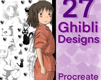 27 Ghibli Studios Characters Procreate Stamps pt.1 (Digital Download)