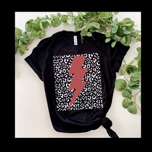 Leopard Print shirt, lightning bolt shirt, trendy shirts, shirts for women, fun shirt, womens shirt, leopard, lightning bolt