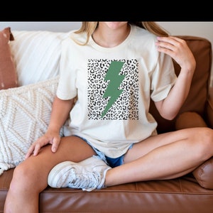 Lightning bolt shirt, leopard print shirt, lightning bolt leopard shirt, trendy shirt, lightning bolt shirt for women, lightning leopard