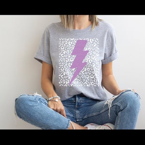 Leopard lightning bolt shirt, lightning bolt leopard shirt, lightning shirt, trendy shirt for women, trendy lightning bolt shirt