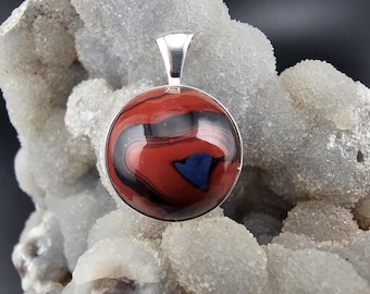 Jobo Marble Oxblood Sterling Silver Unisex Pendant Jewelry