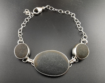 Lake Superior Black Basalt Bracelet • Sterling Silver Jewelry • Handmade By Keith From The Beaver Bay Agate Shop