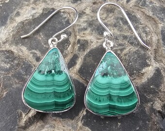 Echte Azurit Malachit Edelstein handgemachte Sterling Silber Ohrringe