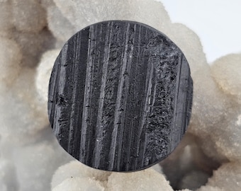 Round Black Tourmaline Raw Natural Gemstone Cab Cabochon Jewellery Making Wirewrapping Craft Supply