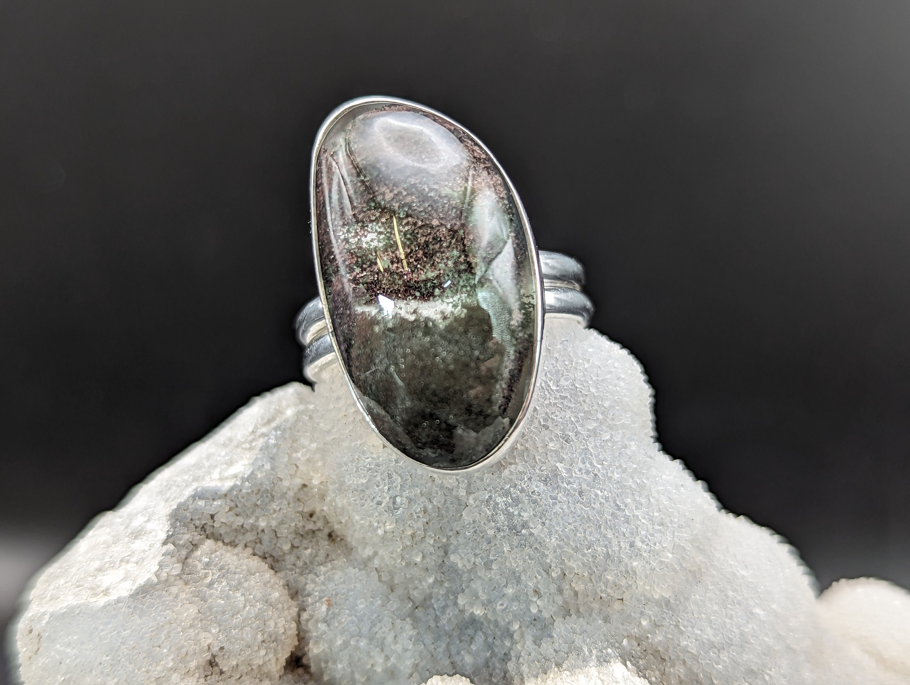 Stunning Garden Quartz Sterling Silver Ring Size 10