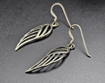 Feather Angel Wing Handmade Sterling Silver Dangle Earrings