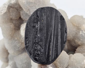 Large Oval Black Tourmaline Raw Natural Gemstone Cab Cabochon Jewellery Making Wirewrapping Craft Supply