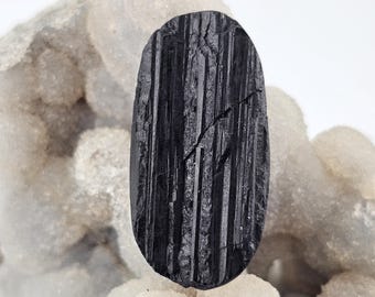 Oval Black Tourmaline Raw Natural Gemstone Cab Cabochon Jewellery Making Wirewrapping Craft Supply