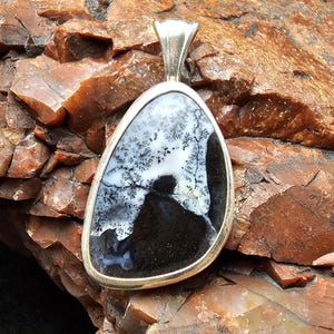 Dendritic Agate Gemstone Handmade Sterling Silver Pendant Gift