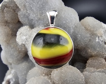 Rare Vintage Akro Indian Blanket Corkscrew Marble Sterling Silver Unisex Pendant Jewelry